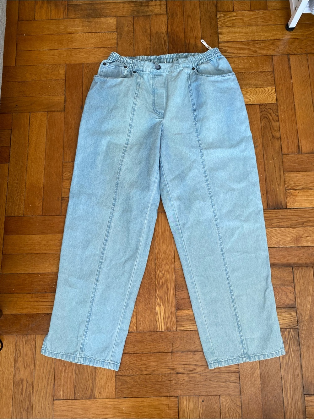 Cathy Daniels Vintage Light Wash Wide Leg Jeans Size Large Elastic Waist
